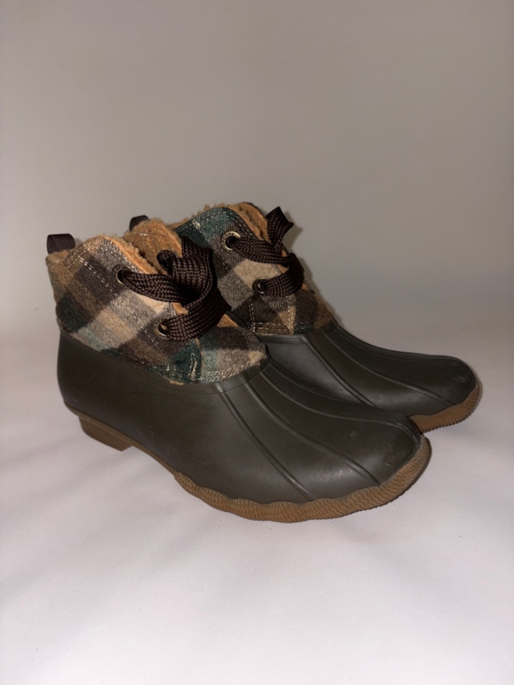 Sperry‎ Women's Saltwater 2-Eye Plaid Wool Duck Boots Size 9